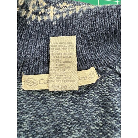 Caley St Clair L, Vintage Snowflake Zip Cardigan, Nordic Fair Isle Knit Blue - Picture 5 of 16